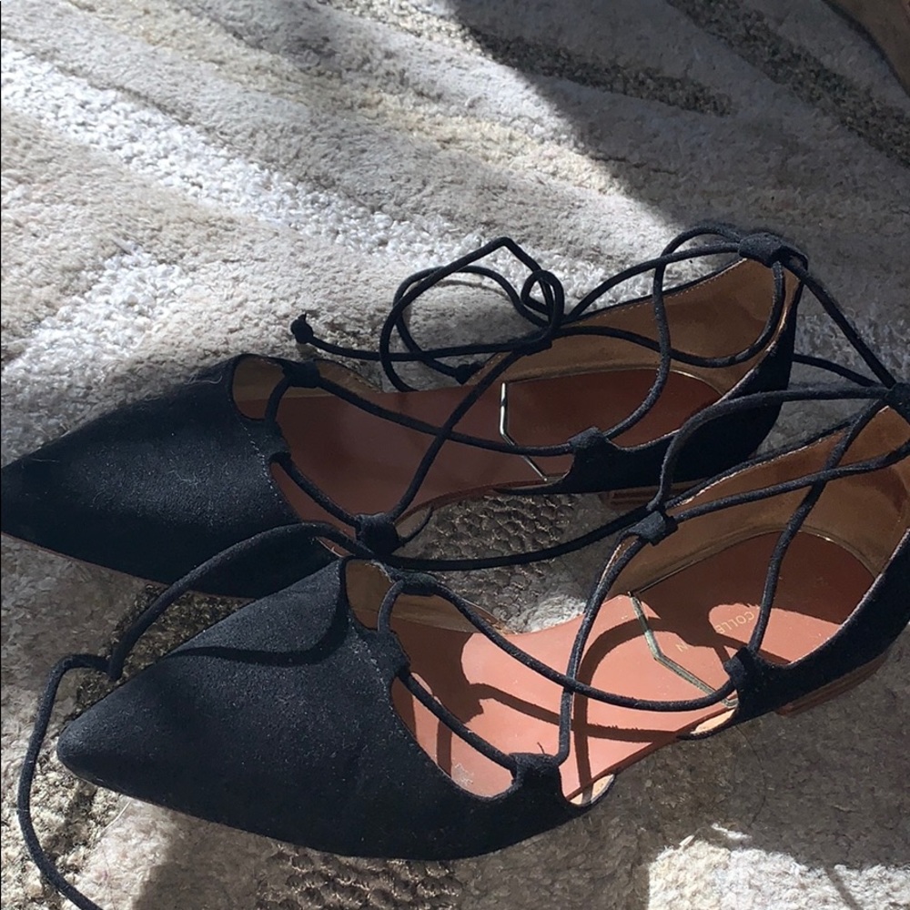 Zara basic collection pointed lace up flats